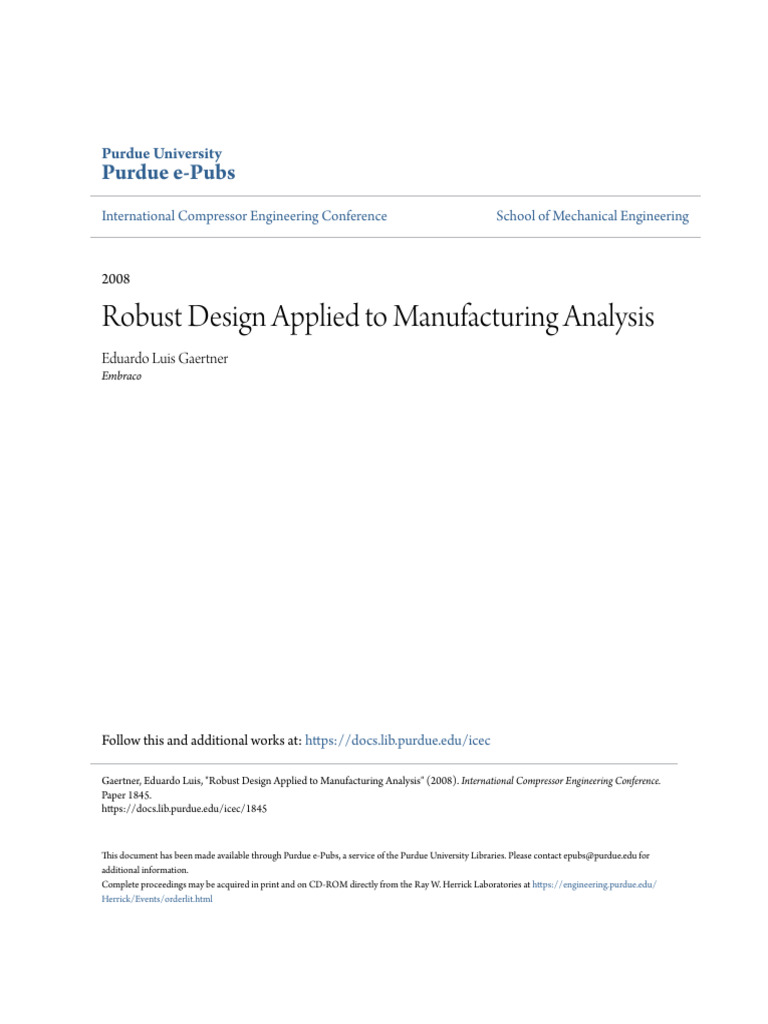 Robust Design Applied To Manufacturing Analysis | PDF