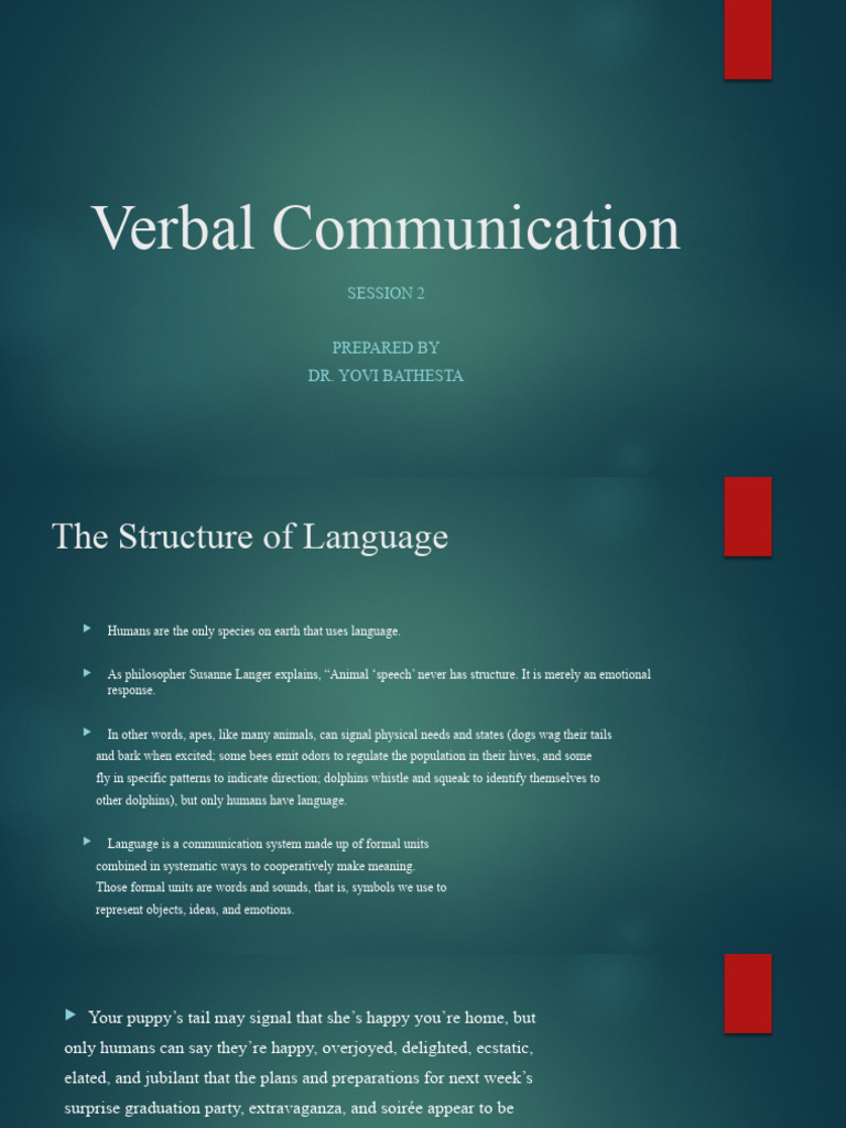 Session 2 Verbal Communication PDF Speech Communication