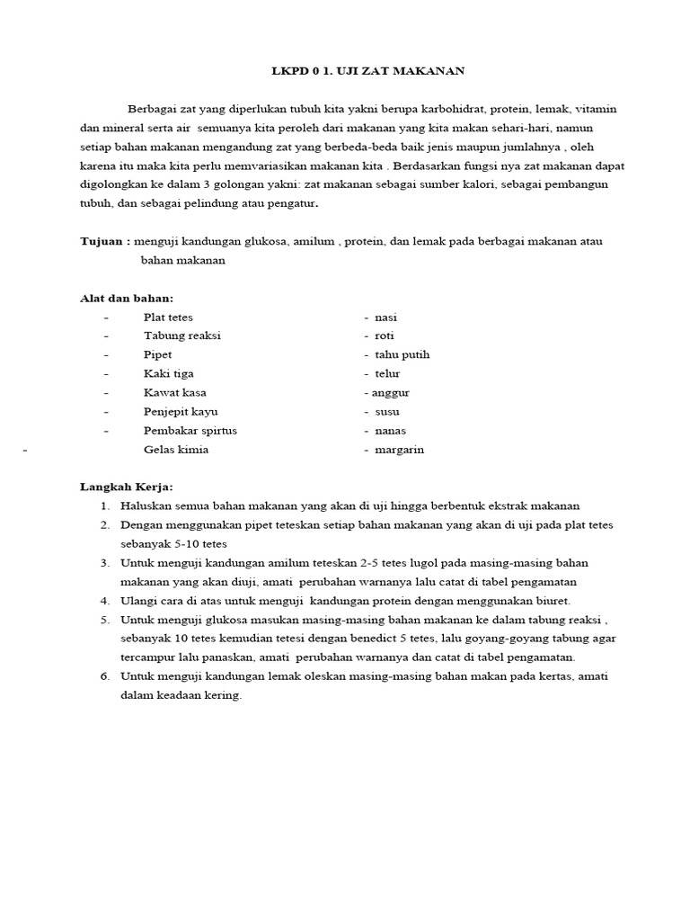 Uji Kandungan Zat Makanan Sehari Hari Pdf