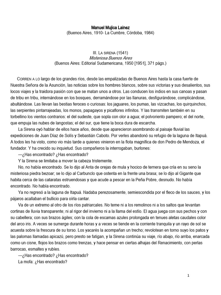 Manuel Mujica Lainez La Sirena Pdf