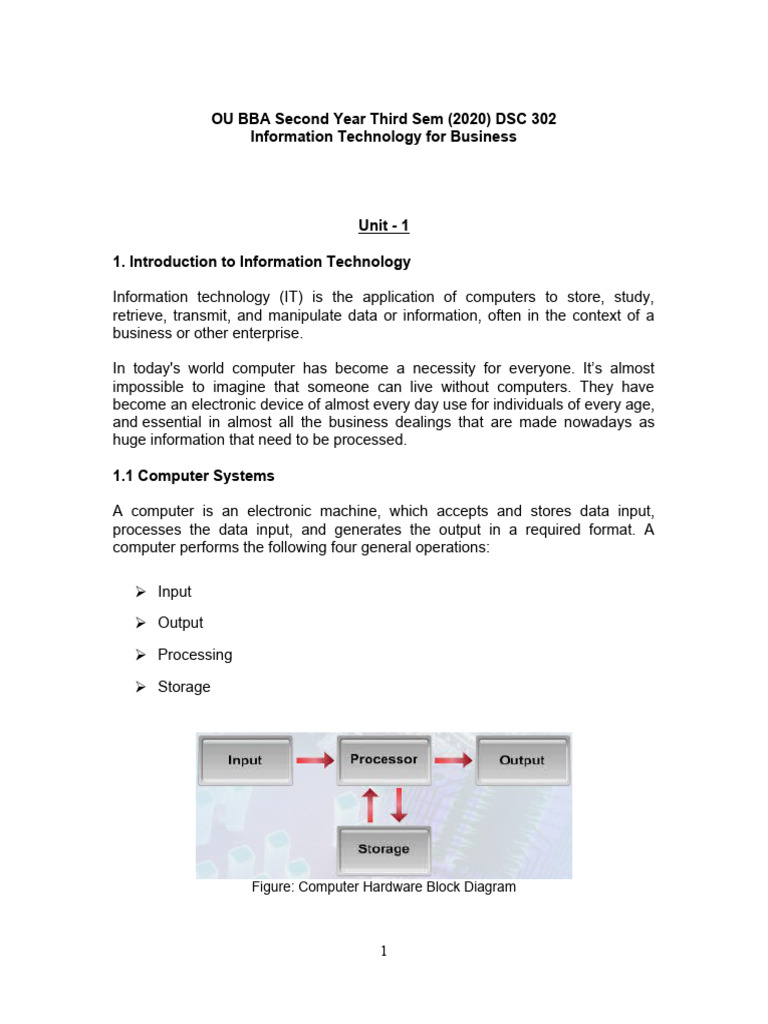 ITB Notes (OU BBA 3rd Sem) | Download Free PDF | Computer Data Storage ...
