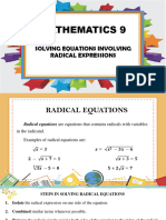 Mathematics 9: Solving Equations Involving Radical Expressions