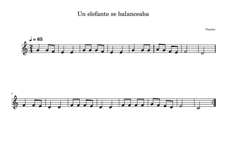 Partitura: Un Elefante se Balanceaba | PDF