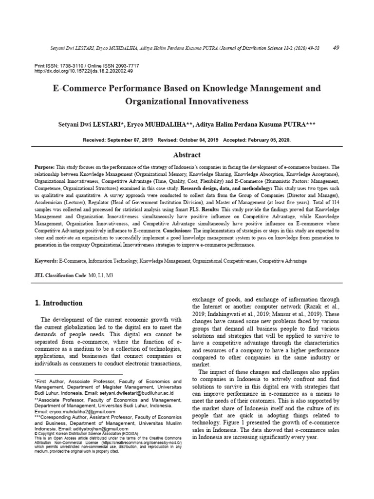 E Commerce Performance | PDF | Coefficient Of Determination | Innovation
