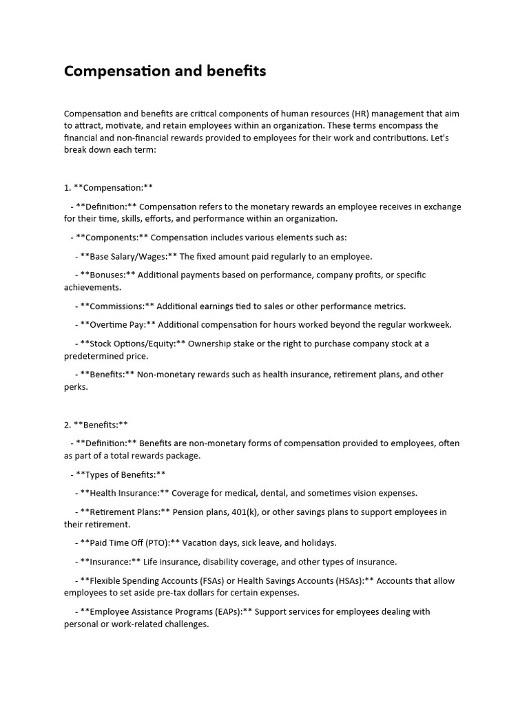 Understanding Compensation and Benefits | PDF | Employee Benefits ...