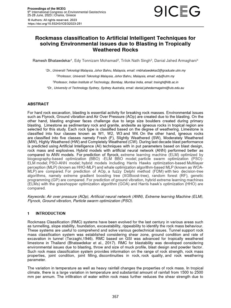AI Techniques for Blasting in Weathered Rocks | PDF | Applied Mathematics