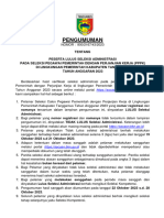 Pengumuman Seleksi Administrasi PPPK Pemkab Tanggamus