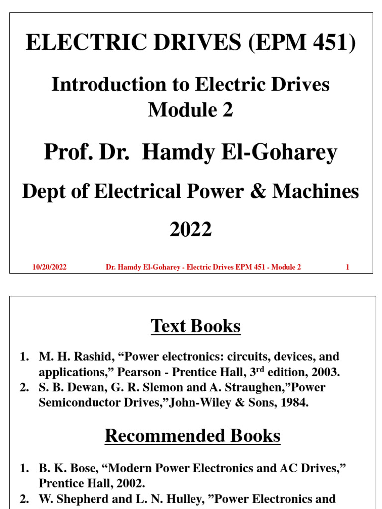 Electric Drives Overview: EPM 451 Module 2 | PDF | Electric Motor ...