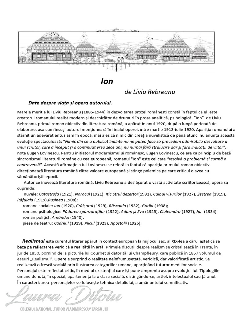 Comentariu - Ion de Liviu Rebreanu @LauraDitoiu | PDF