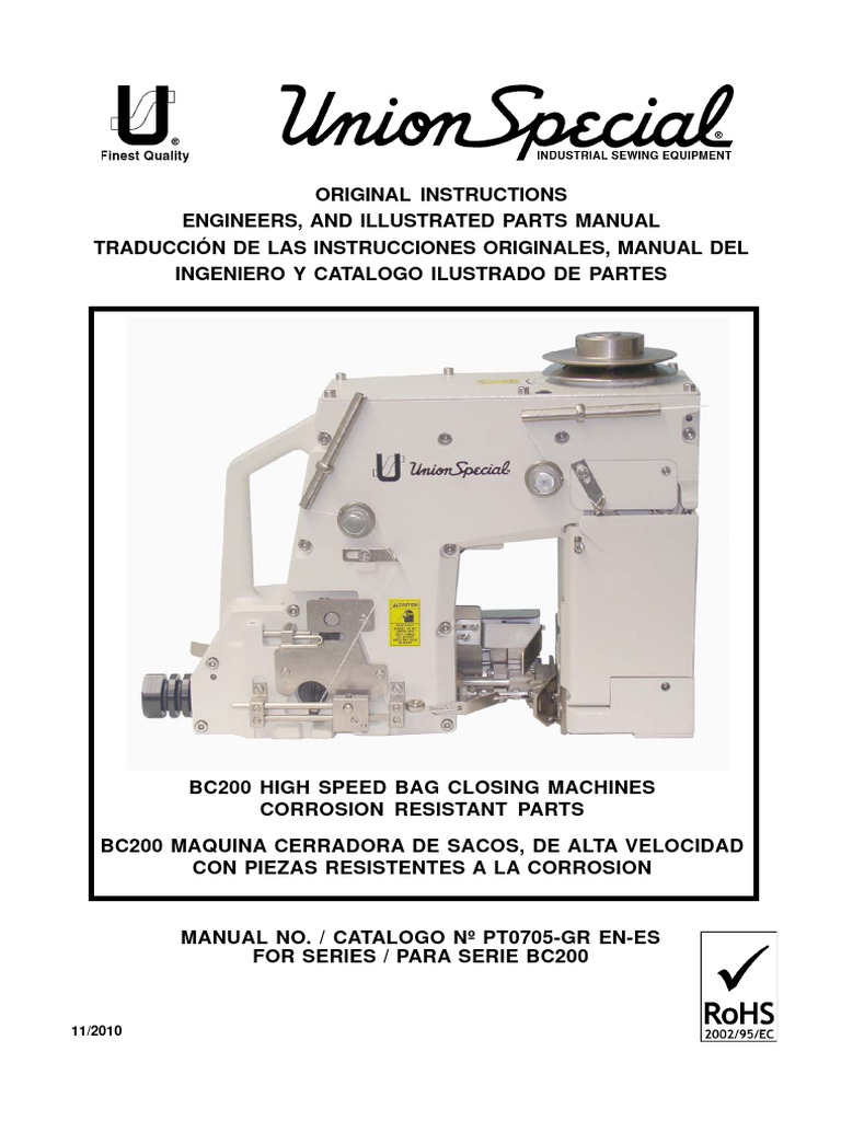 Cosedora Us Bc200 Pt0705-Gr En-Es 12-08-10 | PDF | Ingeniería mecánica