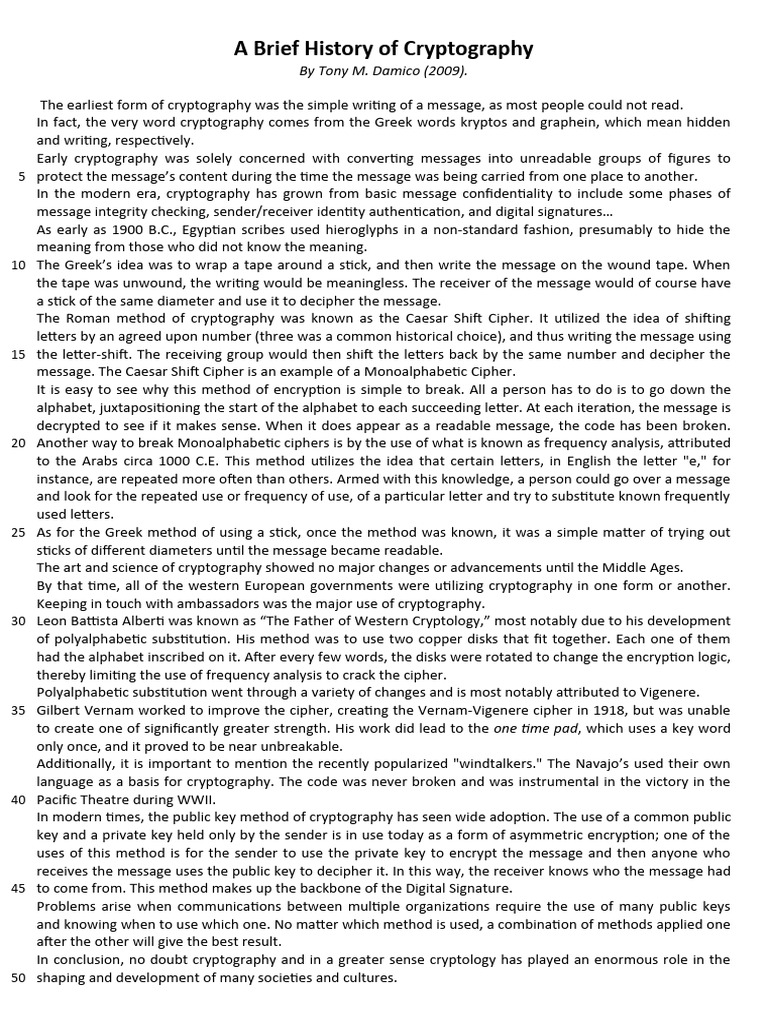 History of Cryptography Explained | PDF | Social Science