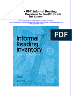 FULL Download Ebook PDF Informal Reading Inventory Preprimer To Twelfth Grade 8th Edition PDF Ebook