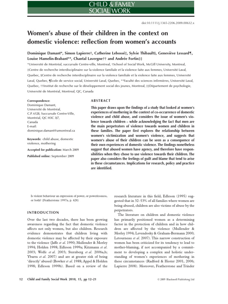 Womens Abuse of Their Children in The Co | PDF | Domestic Violence ...