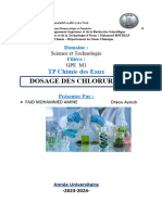 Dosage Des Chlorures (CL-) : TP Chimie Des Eaux