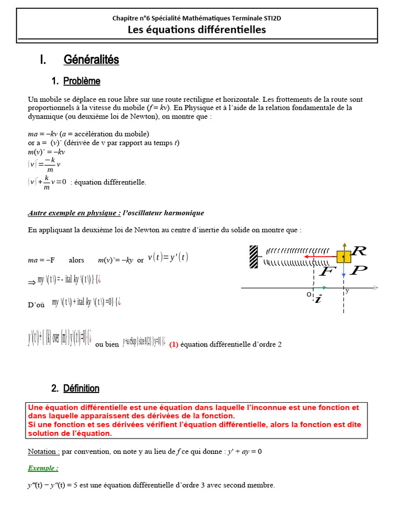 Équations Différentielles en Physique PDF Lois du mouvement de — free download
