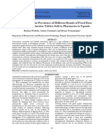 Determination of The Prevalence of Different Brands of Fixed Dose ArtemetherLumefantrine Tablets Sold in Pharmacies in Uganda