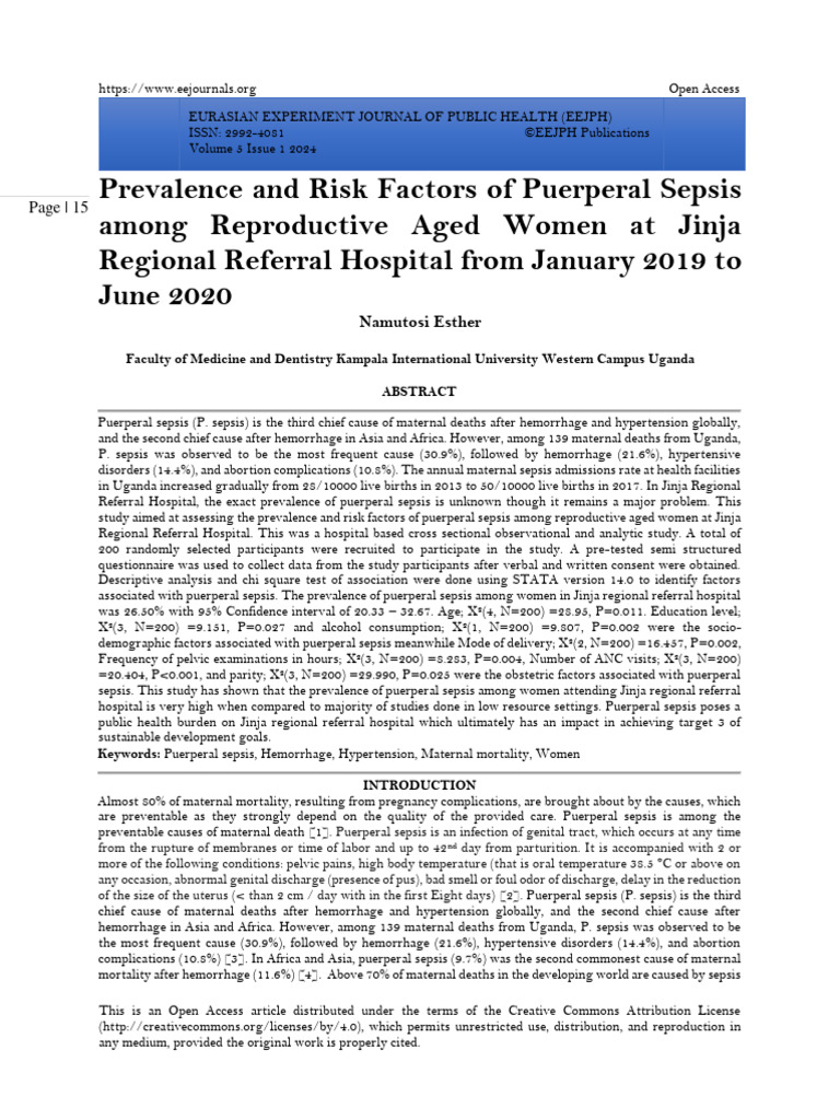 Puerperal Sepsis: Prevalence and Risks | PDF | Maternal Death | Childbirth