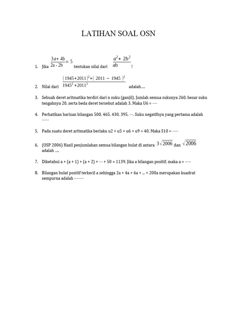 Latihan Soal Osn Pdf
