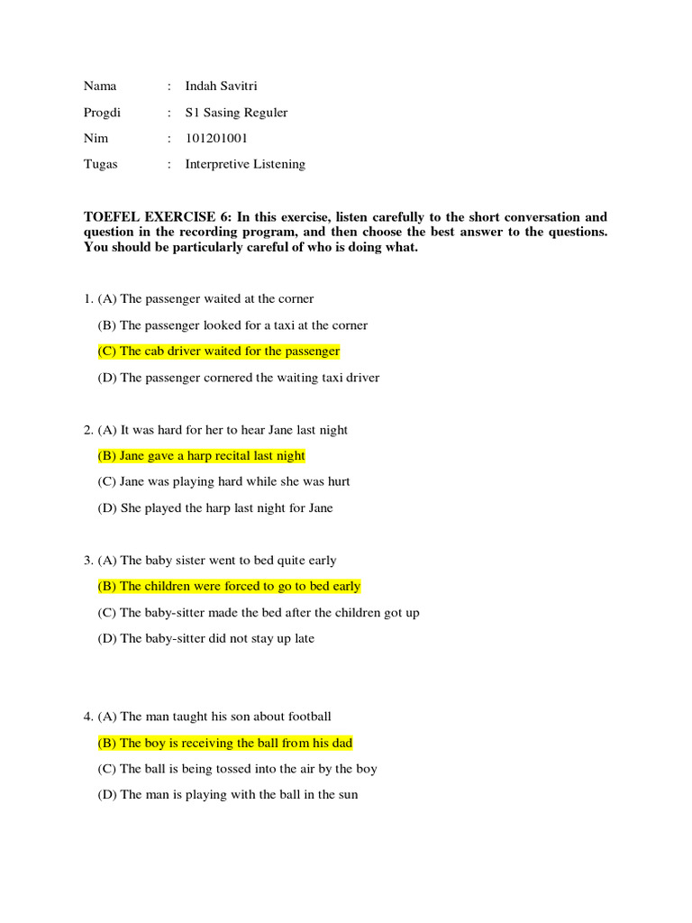 Interpretive Listening Exercise Guide | PDF