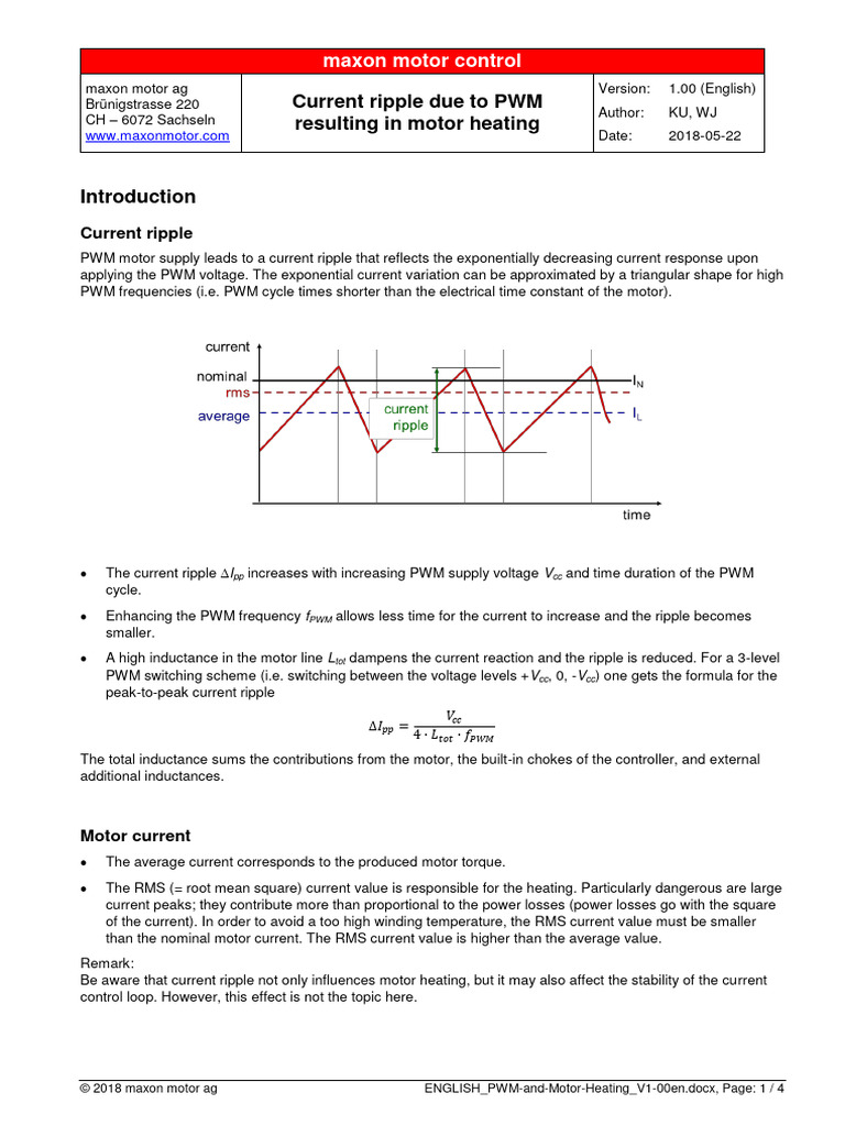 ENGLISH - PWM and Motor Heating - V1 00en | PDF | Electric Motor | Root ...