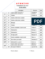 Schimbari in Orar. 23.01.24