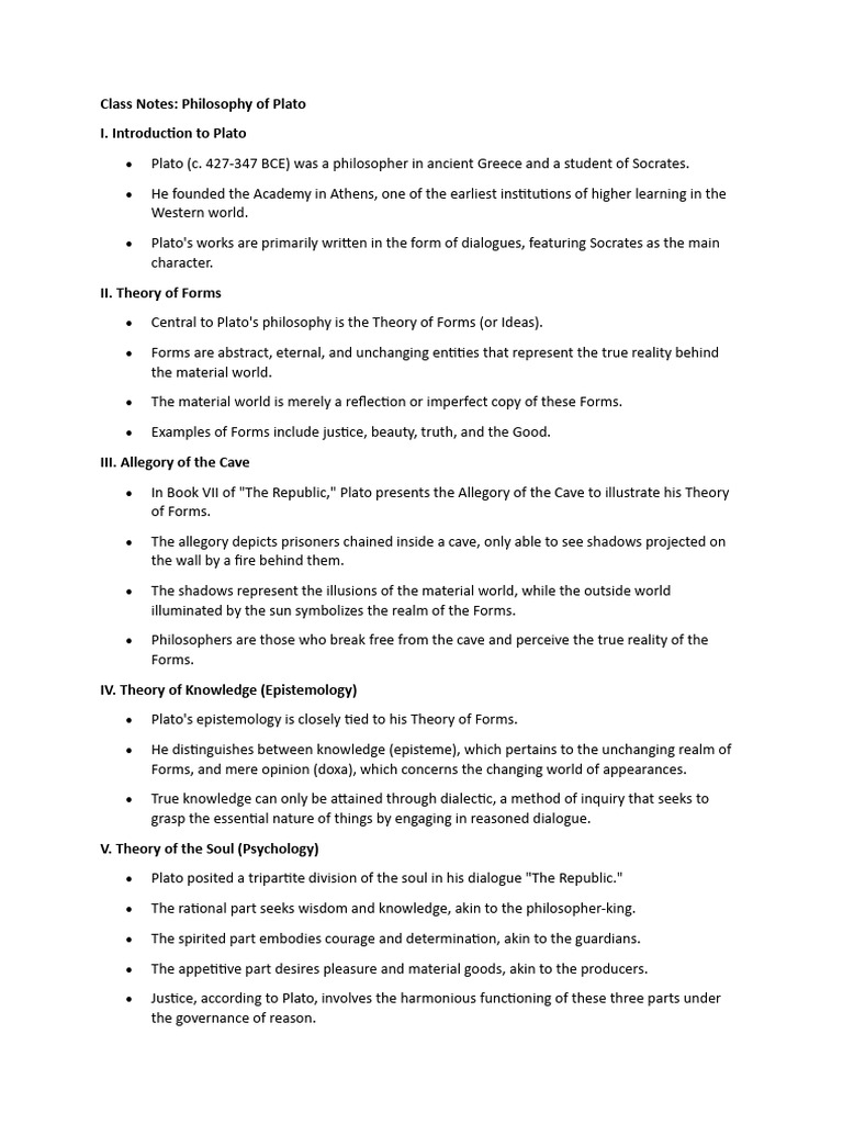 Class Notes | PDF | Plato | Epistemology