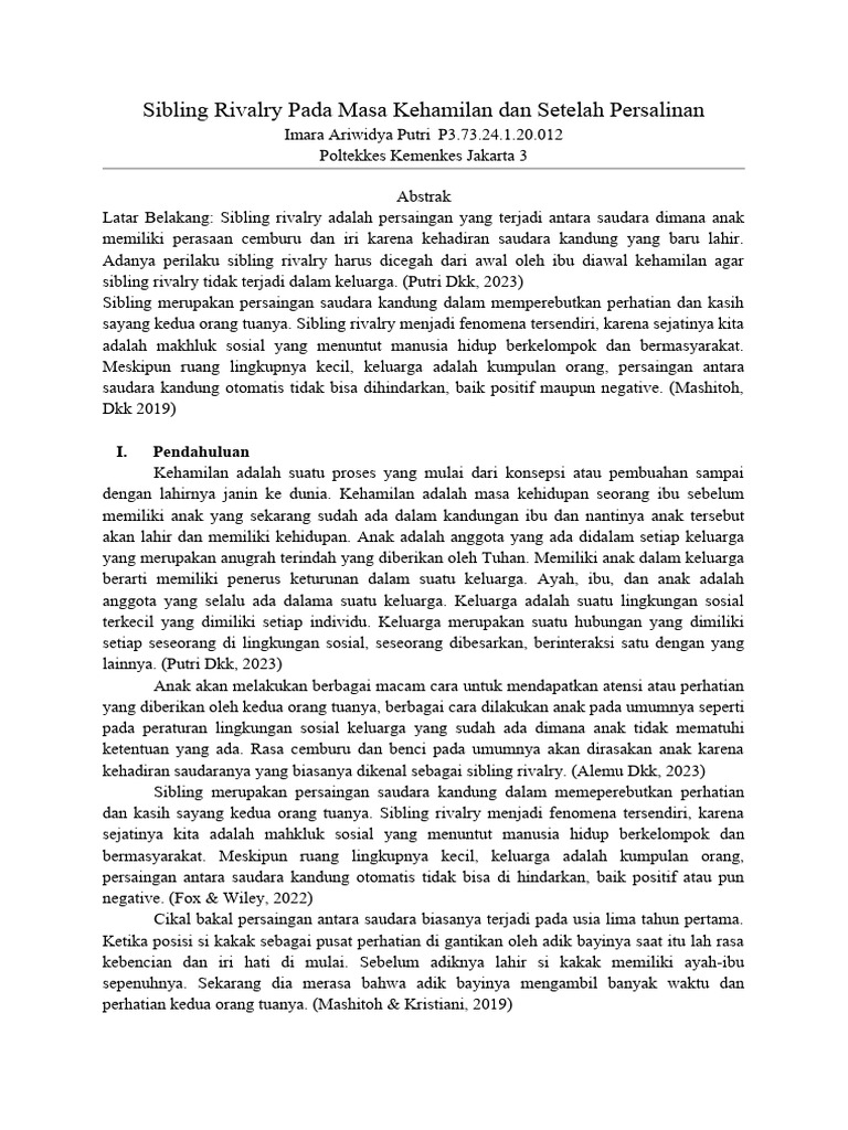 Mengatasi Sibling Rivalry pada Anak | PDF
