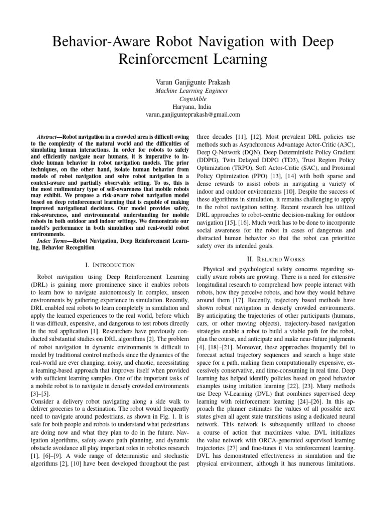 Behavior-Aware Robot Navigation With DRL | PDF | Simulation | Applied ...