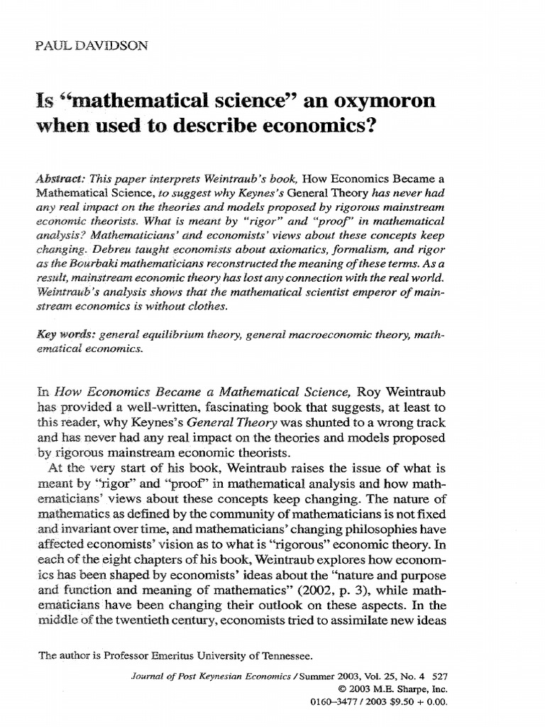 10 davidson p 2003 is mathematical science an oxymoron when