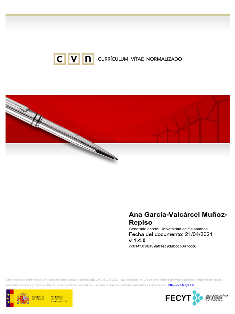 CV Ana Garcia Valcarcel PDF Maestros Universidad