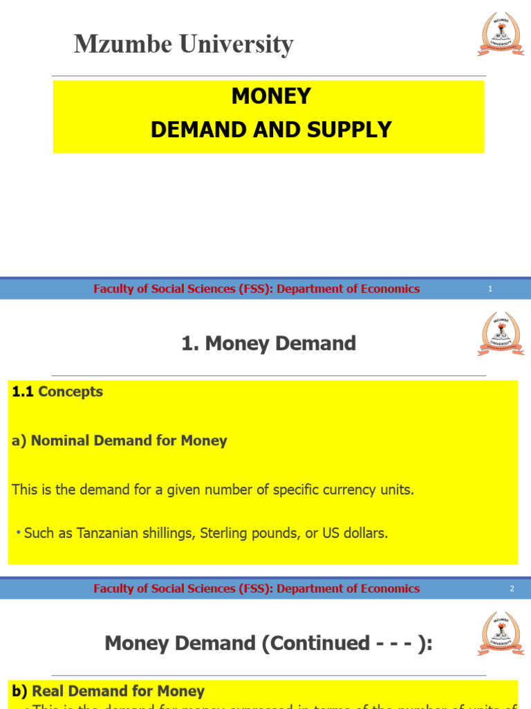 Money Demand and Supply Explained | PDF | Demand For Money | Money Supply