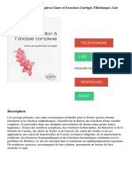 Initiation À L'analyse Complexe Cours Et Exercices Corrigés Télécharger, Lire PDF