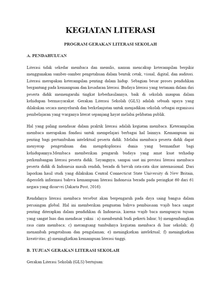 Contoh Kegiatan Literasi Pdf