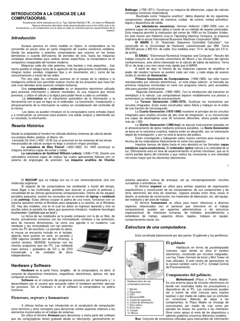 Apunte Las Computadoras | PDF | Hardware de la computadora | Disco flexible
