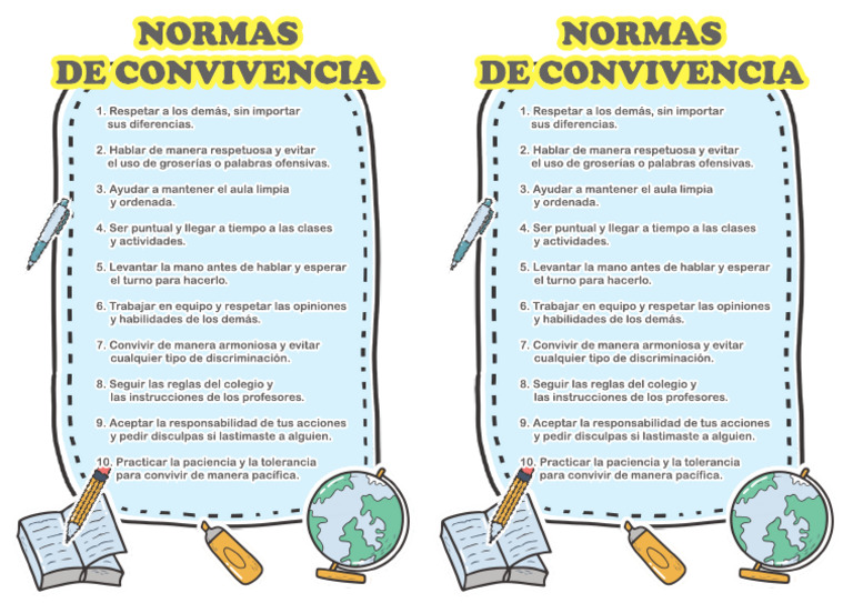 10 Normas de Convivencia Escolar | PDF | Crecimiento personal y ...