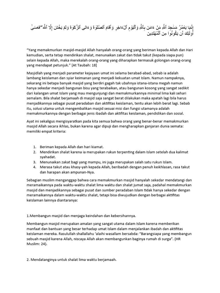 Memakmurkan Masjid Pdf