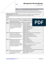 Management Review Agenda & Minutes Sample