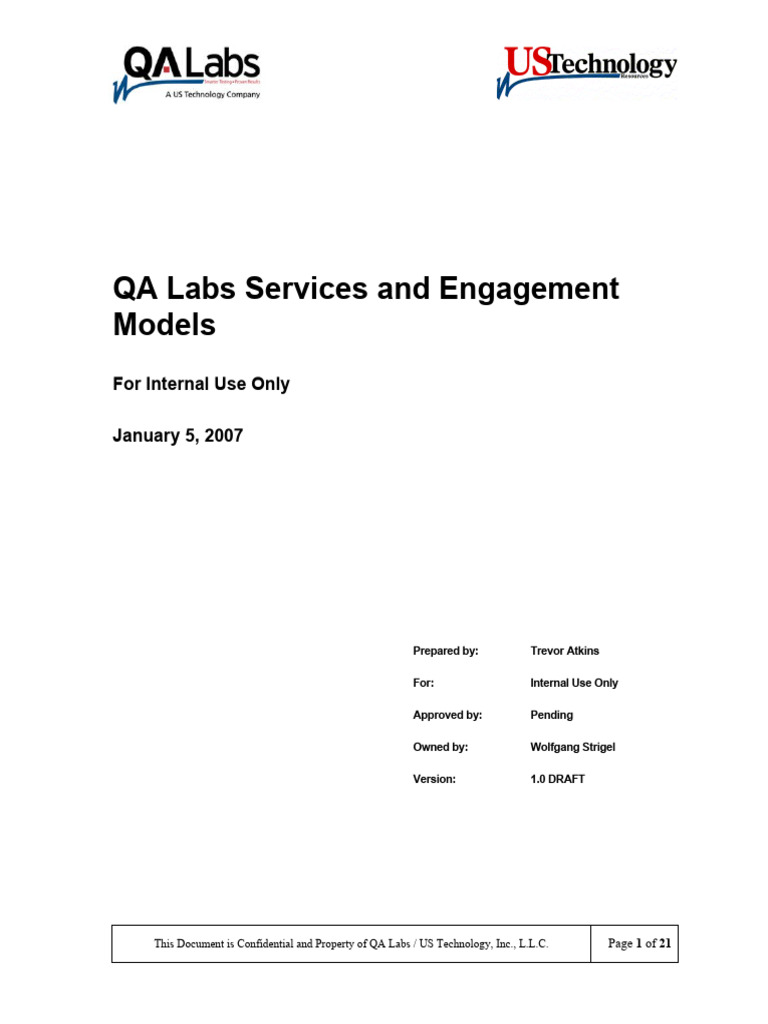 QA Labs Services and Engagement Models v1.0 | PDF | Software Testing ...