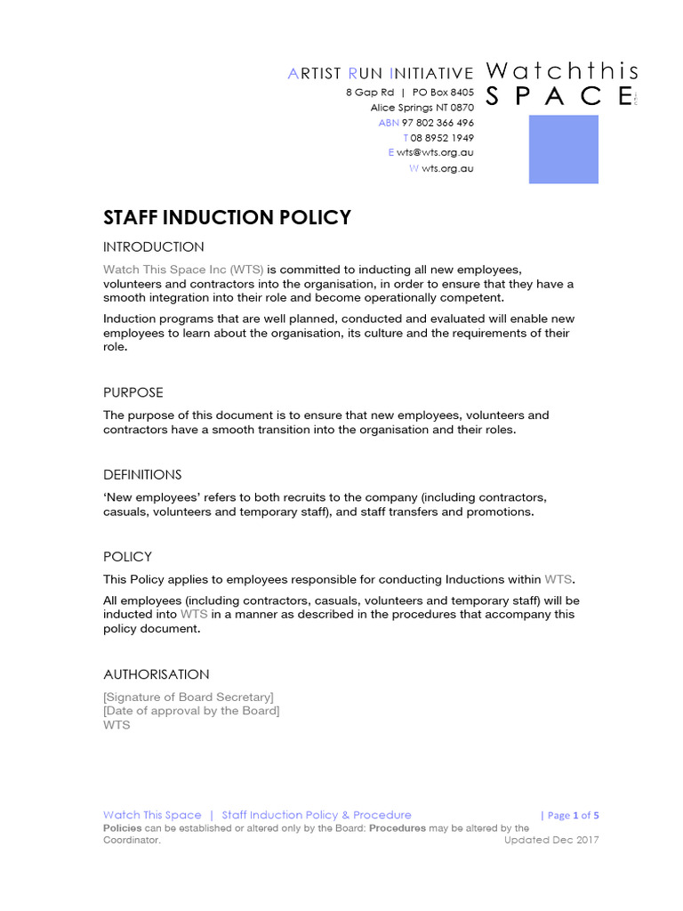 Staff Induction Policy Overview | PDF | Employment | Information