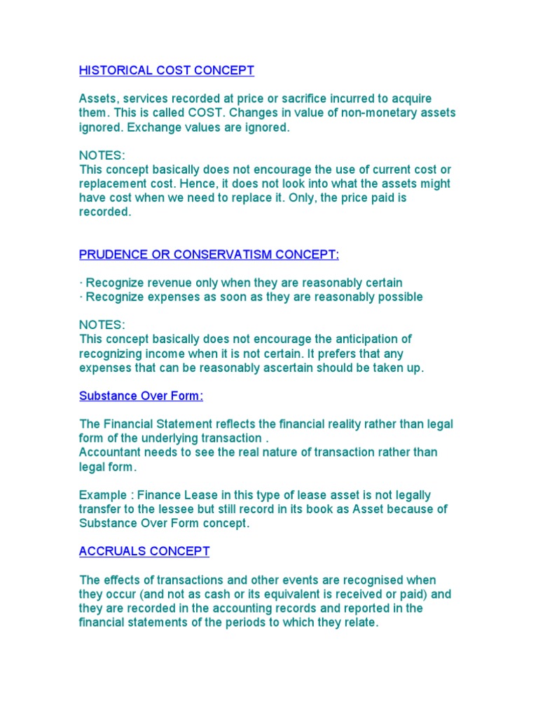 Accounting Principle Or Concept Pdf Cost Financial Accounting