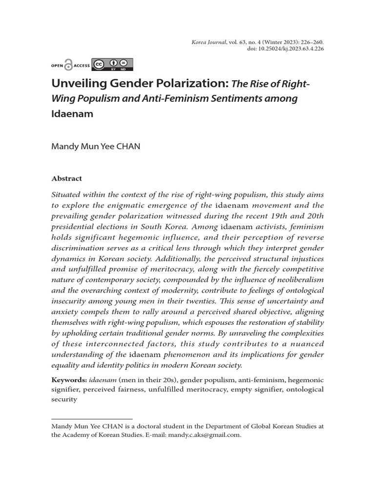 Unveiling Gender Polarization - The Rise of RightWing Populism and Anti ...