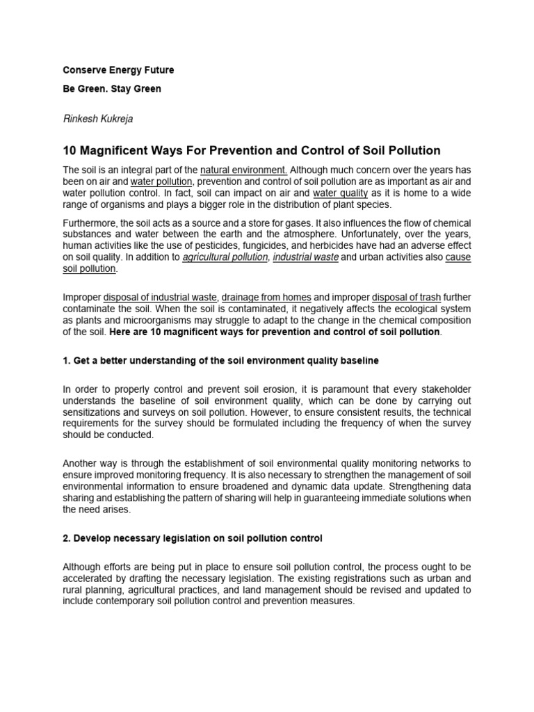 10 Magnificent Ways For Prevention and Control of Soil Pollution | PDF ...