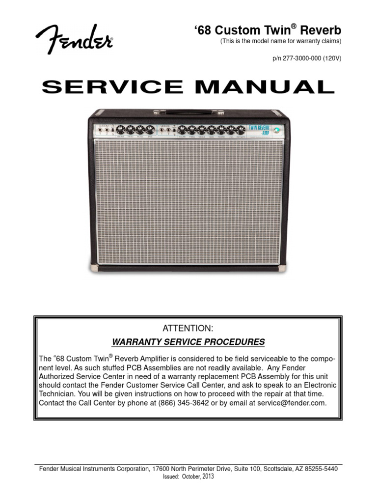 '68 Custom Twin Reverb Service Manual | PDF | Amplifier | Vacuum Tube