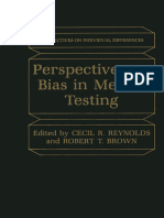 Cecil R. Reynolds, Robert T. Brown (Auth.), Cecil R. Reynolds, Robert T. Brown (Eds.) (Perspectives On Individual Differences) - Perspectives On Bias in Mental Testing-Springer US (1984)