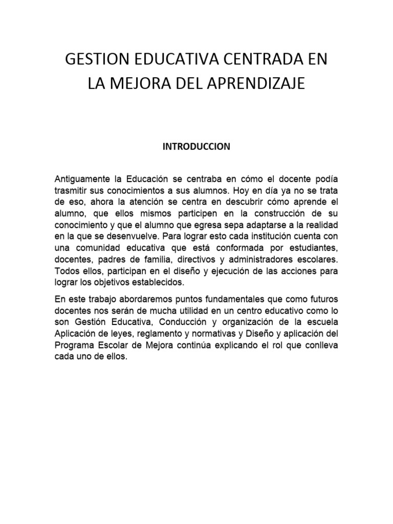 Gestión Educativa para Mejorar Aprendizajes | PDF | Enseñando | Aprendizaje
