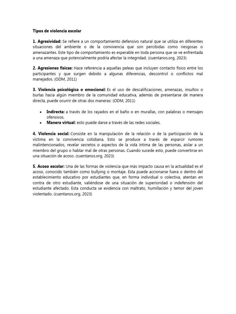 Tipos de violencia escolar y sus formas | PDF | Ciencias sociales