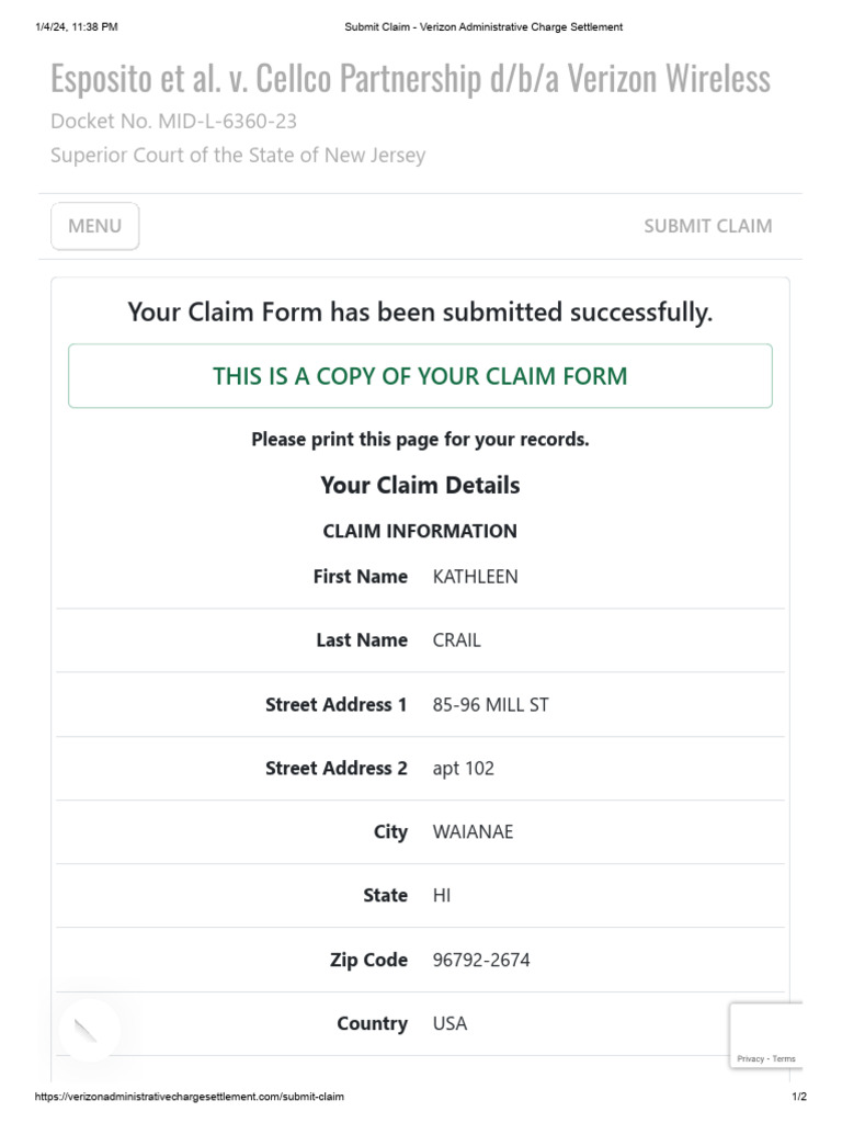 Submit Claim Verizon Administrative Charge Settlement PDF