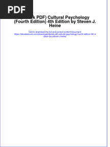 Ebook PDF Cultural Psychology Fourth Edition 4th Edition by Steven J Heine PDF