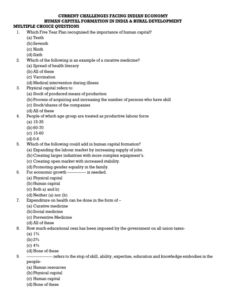 Revision Questions - Ied - HCF & RD | PDF | Cost Of Living | Agriculture