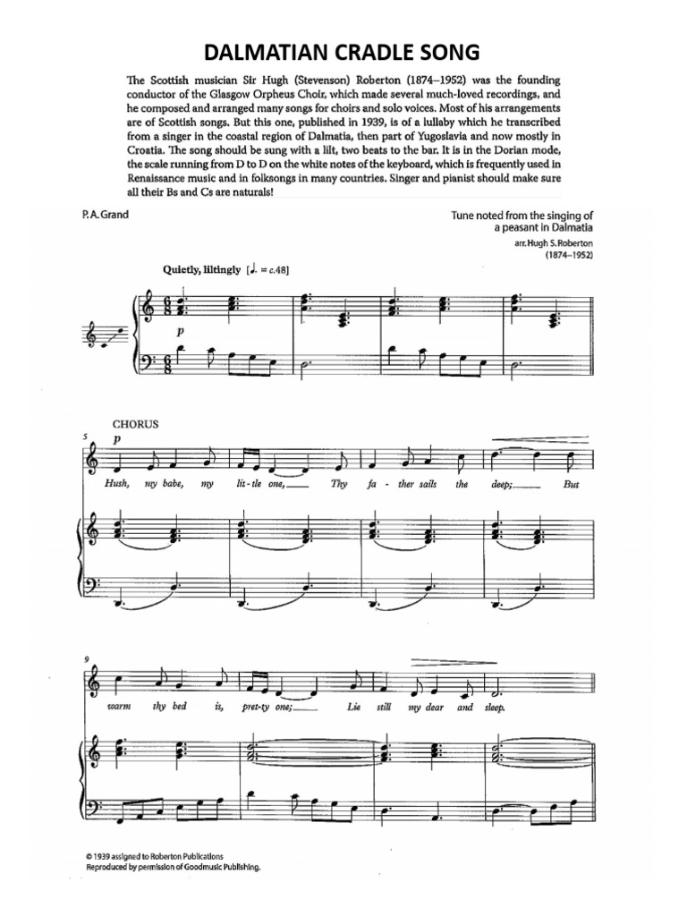 Dalmatian Cradle Song Score PDF